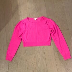 LoveShackFancy Pink Cropped Cashmere Sweater